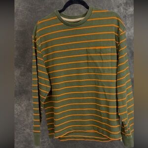 Banana Republic Green and Orange Striped Long Sleeve Shirt| M